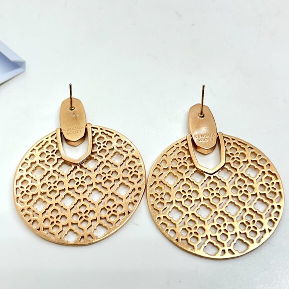 KENDRA SCOTT DIDI ROSE GOLD FILIGREE STATEMENT ROUND DROP EARRINGS NWT NORDSTROM - Picture 7 of 12